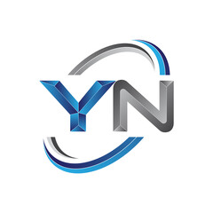 Simple initial letter logo modern swoosh YN