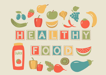 Farmer's market. Set of different vegetables. Fresh organic food. Vector illustration