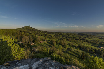 Sunrise from Tolstejn castle in Luzicke mountains