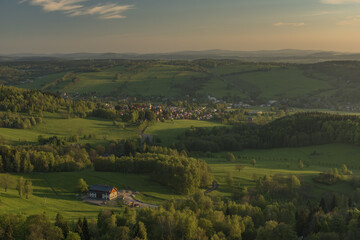 Sunrise from Tolstejn castle in Luzicke mountains