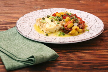 Baked feta cheese with cherry tomatoes