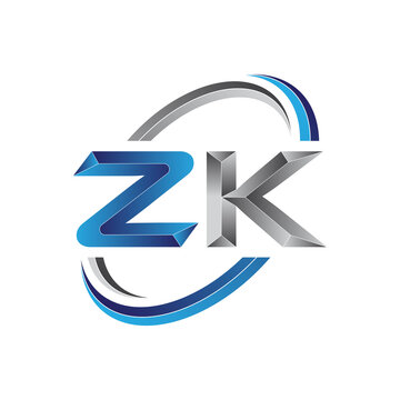 Simple initial letter logo modern swoosh ZK