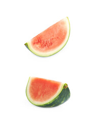 Single watermelon slice isolated