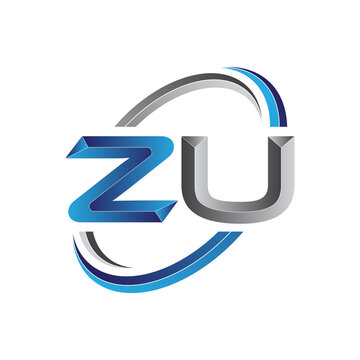 Simple initial letter logo modern swoosh ZU