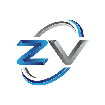 Simple initial letter logo modern swoosh ZV