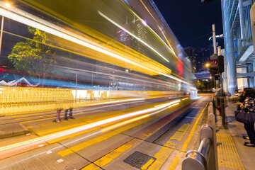 Fototapeta na wymiar Hong Kong with busy traffic at night