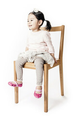 A asian little girl portrait isolated white.