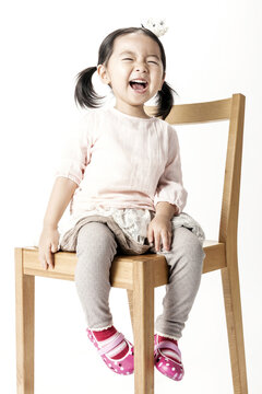 A asian little girl portrait isolated white.