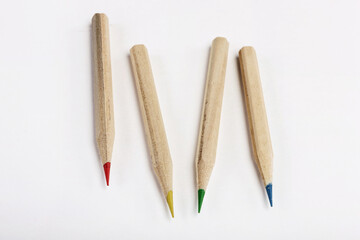 colorful wood pencil isolated white.