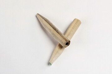 colorful wood pencil isolated white.
