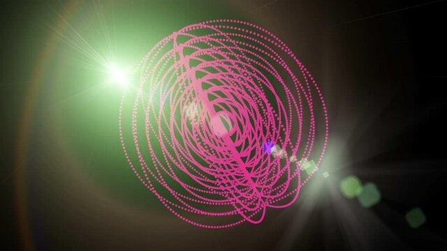 circle ring Neon Glow light dot particle,Abstract fractal point geometry.virtual artistic cosmos,dynamic perspective geometry space,pinstripe structure,computing progress flow movement.