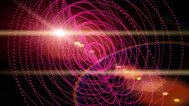 circle ring Neon Glow light dot particle,Abstract fractal point geometry.virtual artistic cosmos,dynamic perspective geometry space,pinstripe structure,computing progress flow movement.
