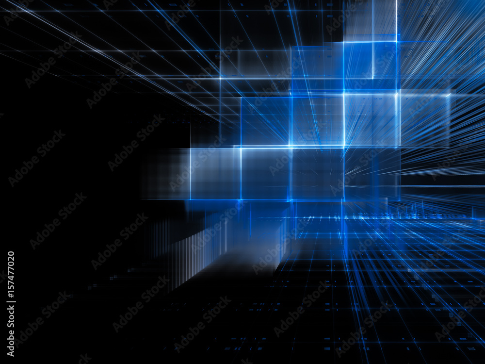Poster abstract background element. three-dimensional composition of intersecting grids. information techno