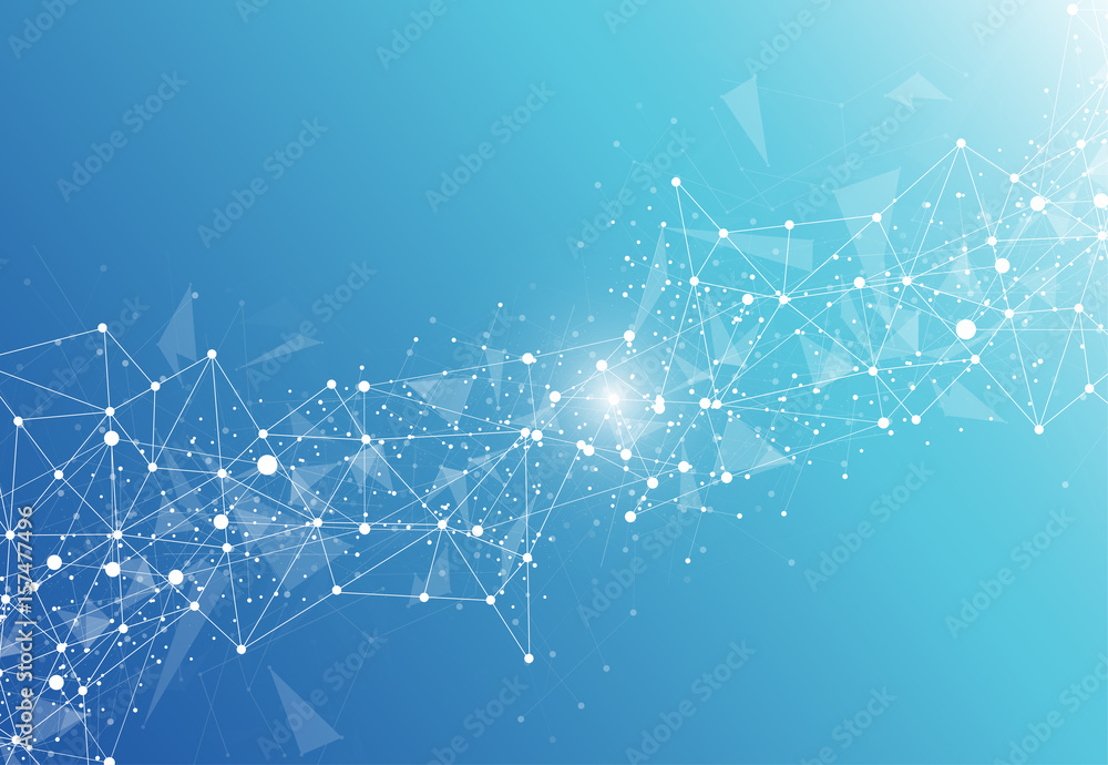 Poster abstract polygonal space background with connecting dots and lines