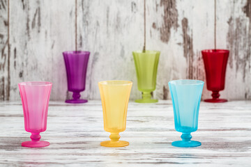 Row of Multi Colored Glasses