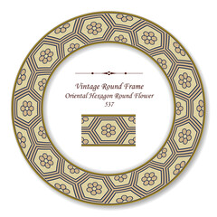 Vintage Round Retro Frame Oriental Hexagon Round Flower
