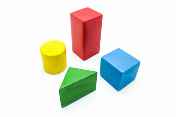 Children's Colorful toy blocks, isolated on a white background