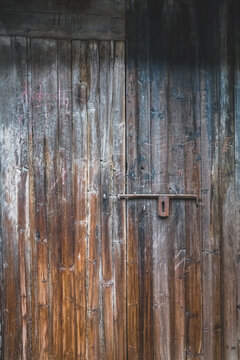 wooden door of traditional house in ancient village of Anhui,China.