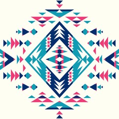 Ethnic pattern textures. Pink & Navy colors. Navajo geometric print. Rustic decorative ornament. Abstract geometric pattern. Native American pattern. Ornament for the design of clothing