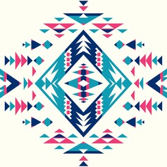 Fototapeta premium Ethnic pattern textures. Pink & Navy colors. Navajo geometric print. Rustic decorative ornament. Abstract geometric pattern. Native American pattern. Ornament for the design of clothing