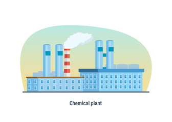 Fototapeta premium Multi-storey building of chemical plant against background of the city