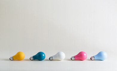 Colored light bulbs in a collection