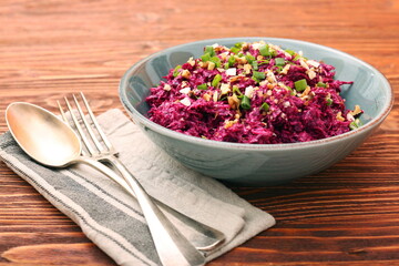 Traditional Beetroot Salad Vinegret Dressed with Mayonnaise
