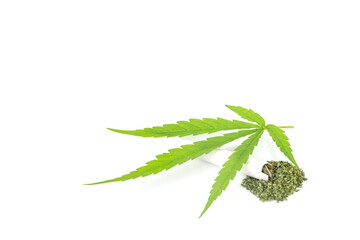Marijuana rolls isolated on white background