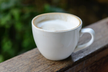 hot coffee cappuccino cup with milk foam