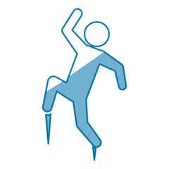 blue line pictogram man jumping up concept, vector illustration