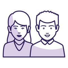 young couple avatars characters vector illustration design