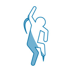 blue line pictogram man jumping up concept, vector illustration