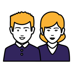 young couple avatars characters vector illustration design