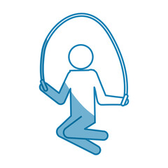 blue line pictogram man jumping rope workout, vector illustration