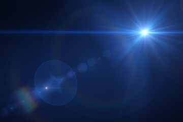 Lens Flare light over black background. Easy to add overlay or screen filter over photos