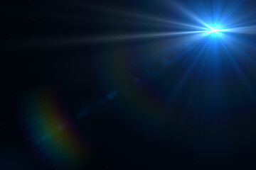 Lens Flare light over black background. Easy to add overlay or screen filter over photos