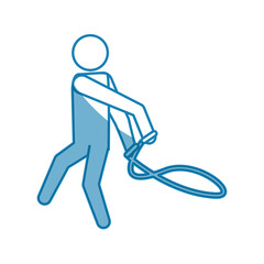 blue line pictogram man jumping rope workout, vector illustration