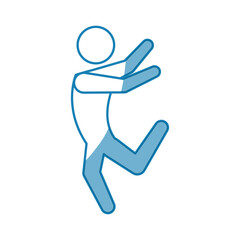blue line pictogram man jumping up concept, vector illustration