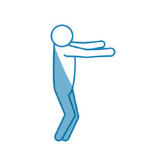 blue line pictogram man silhouette doing exercise, vector illustration