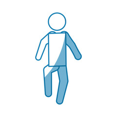 blue, line pictogram man silhouette over white background, vector illustration