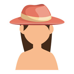 beautiful and young woman with tourist hat character vector illustration design