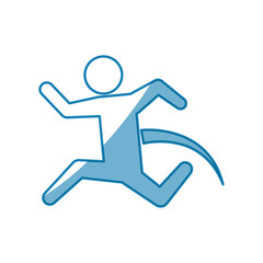 blue line pictogram man jumping up concept, vector illustration
