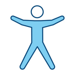 blue line pictogram man silhouette doing exercise, vector illustration