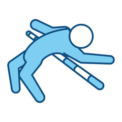 blue line pictogram man practice pole vault sport, vector illustration