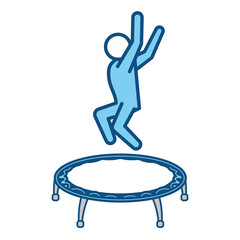 blue line pictogram man jumping up concept, vector illustration