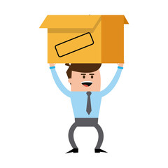 businessman carrying a big cardboard box vector illustration