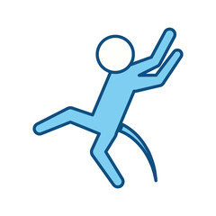 blue line pictogram man jumping up concept, vector illustration