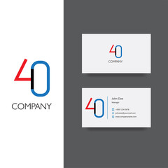 Forty number company Logo and business card template