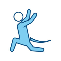 blue line pictogram man jumping up concept, vector illustration