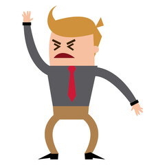 cartoon man business office worker angry. vector illustration
